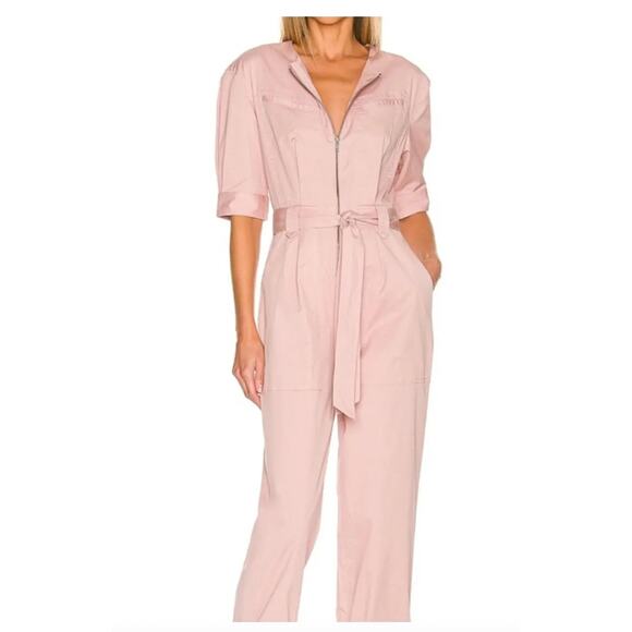 BB Dakota Steve Madden Pale Pink Utility Wide Leg Flying Private Jumpsuit Large - Picture 1 of 11